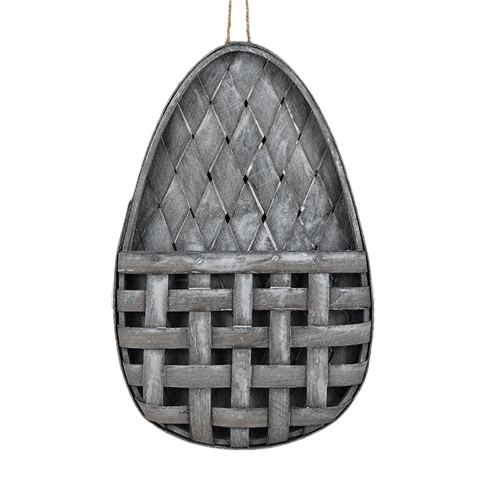 Shntig Wooden Teardrop Wall Hangings Basket Multipurpose Hangings Container for Indoor Decor Bucolic Flower Holder and Storage Shelf Wooden Wall Basket