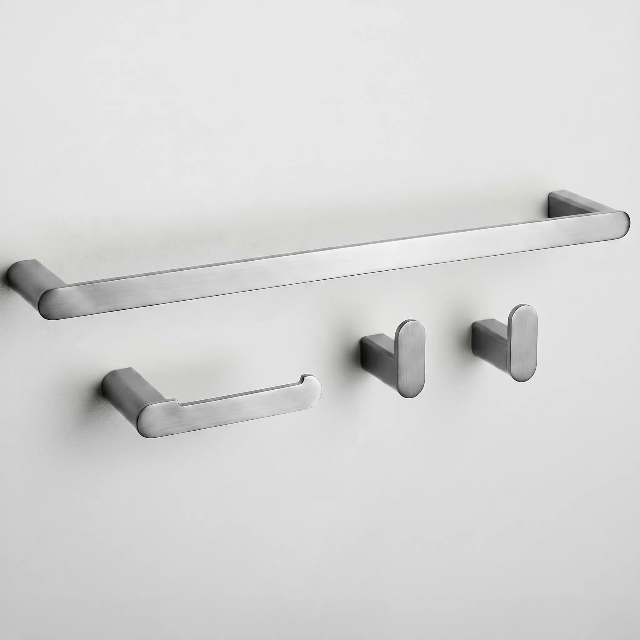 Rea - Juego de Perchas de baño Mati 4 Piezas - Níquel Cepillado - Metal - 10 x 10 x 10 cm