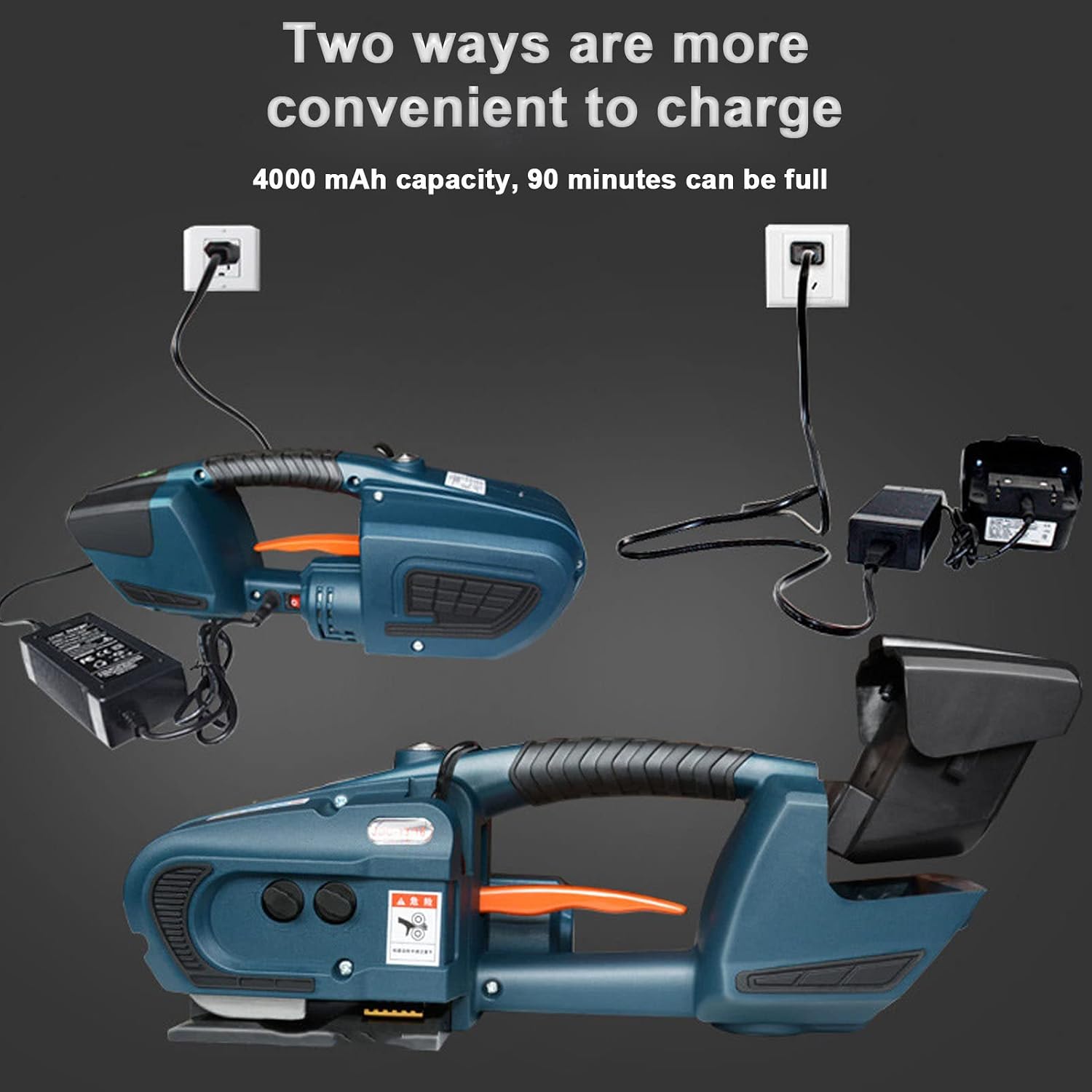 Portable Electric Strapping Machine for PP PET Strap Automatic Strapping Tool with 2x4000mAh Battery Handheld Banding Tools for Plastic Packaging Strapping Tensioner Baler