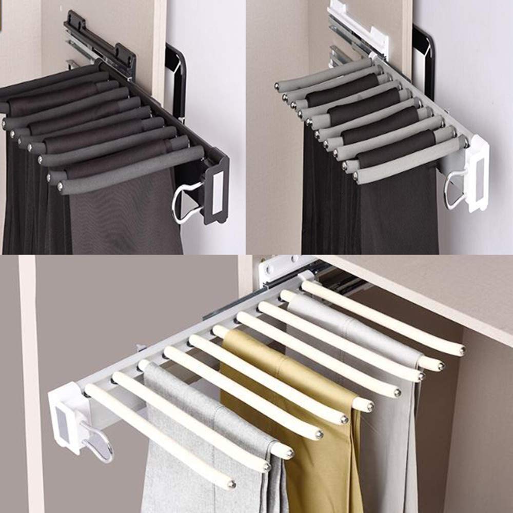 Support de rangement coulissant pour pantalon et cintre télescopique