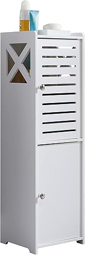 Miniatura 3 de KB Designs Unidad organizadora de gabinete de almacenamiento de baño independiente blanco con 2 puertas