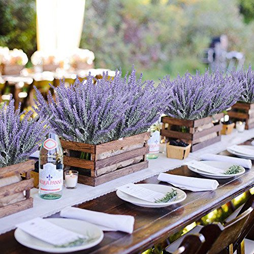 Klemoo Artificial Lavender Flowers 4 Pieces For Wedding Decor And Table Centerpieces, Lifelike Fake Plant Bouquet To Brighten Up Your Home Kitchen Garden And Indoor Outdoor Decor(Purple) #TOP6
