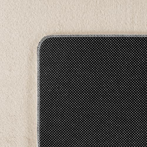 SIMPEX Teppich Creme 240x340 cm Waschbarer Kurzflor Teppich, rutschfest & weich, modernes einfarbiges Design für Wohnzimmer, Schlafzimmer… – Ansicht 6