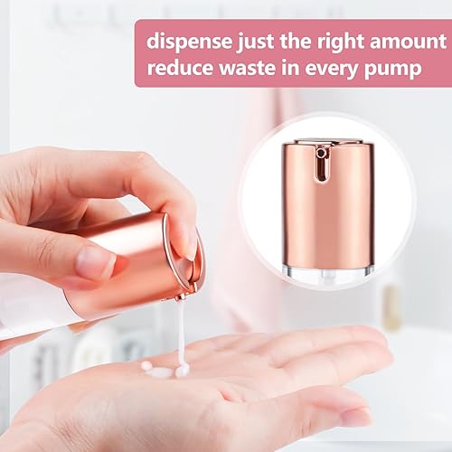 Vista 8 de Paquete de 5 botellas de bomba sin aire, botella vacía de bomba de crema cosmética, botella de vacío de viaje, recipientes cosméticos recargables