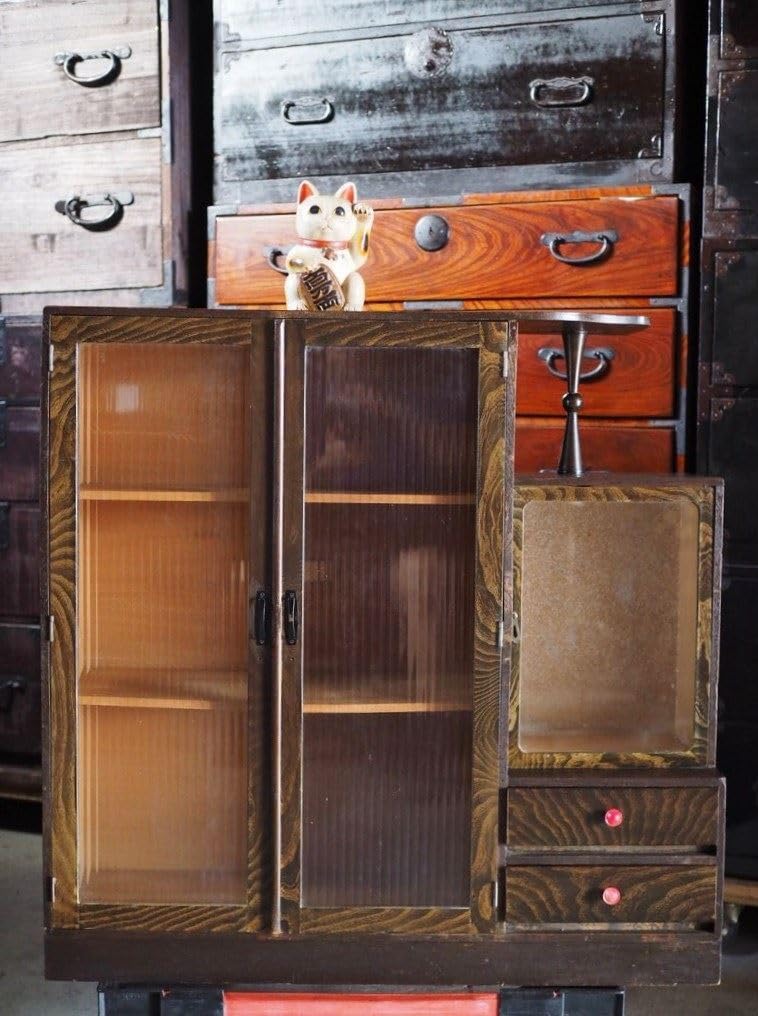 Amazon.co.jp: 昭和レトロな変型モールガラス棚昭和中期古録展送料別H