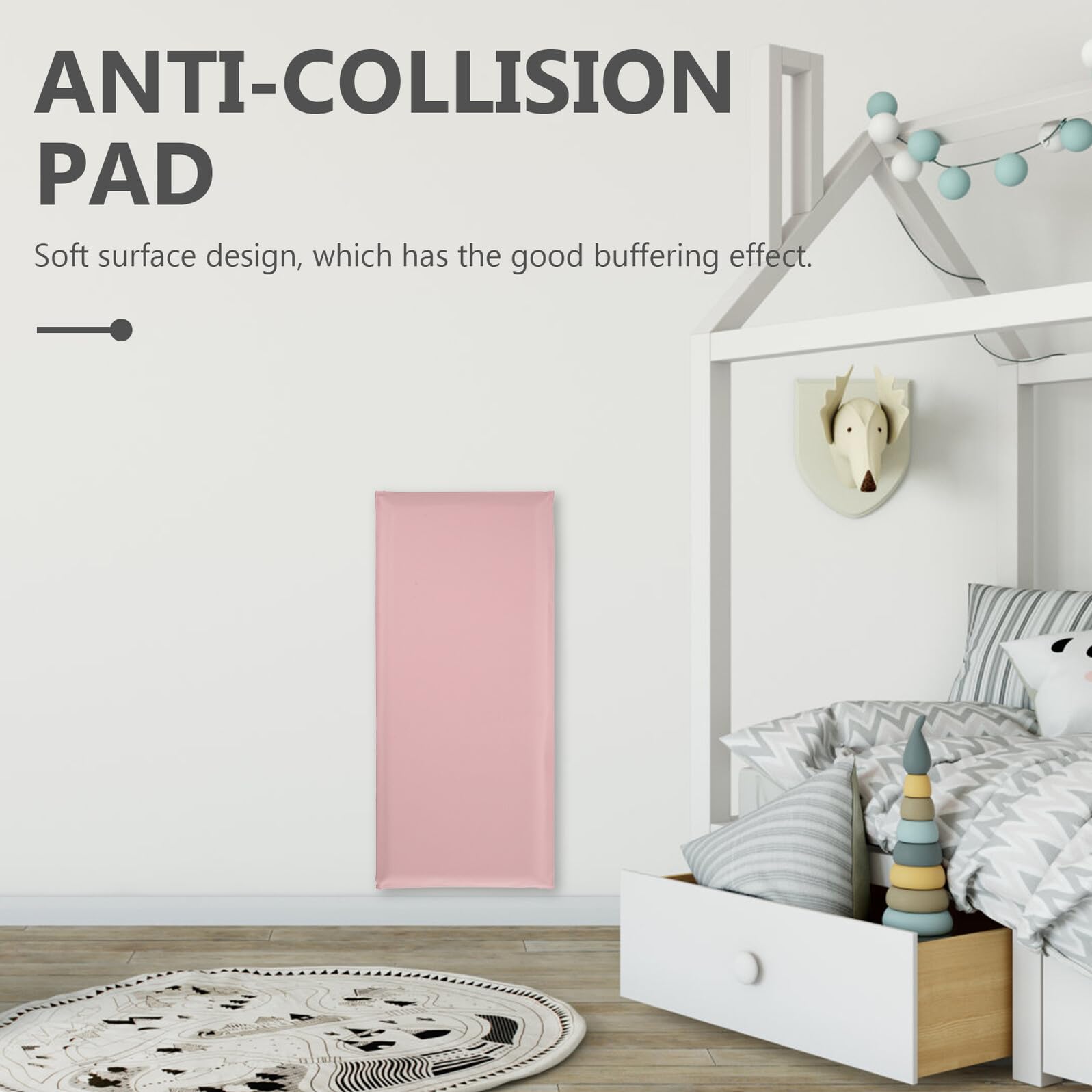 BESPORTBLE 8 Pièces Protection Murale Collision pour Chambre Garçon Fille Coussin Mural Rose Décoration Murale Simple et Pratique Installation Rapide sans Outils Rembourrage Doux pour