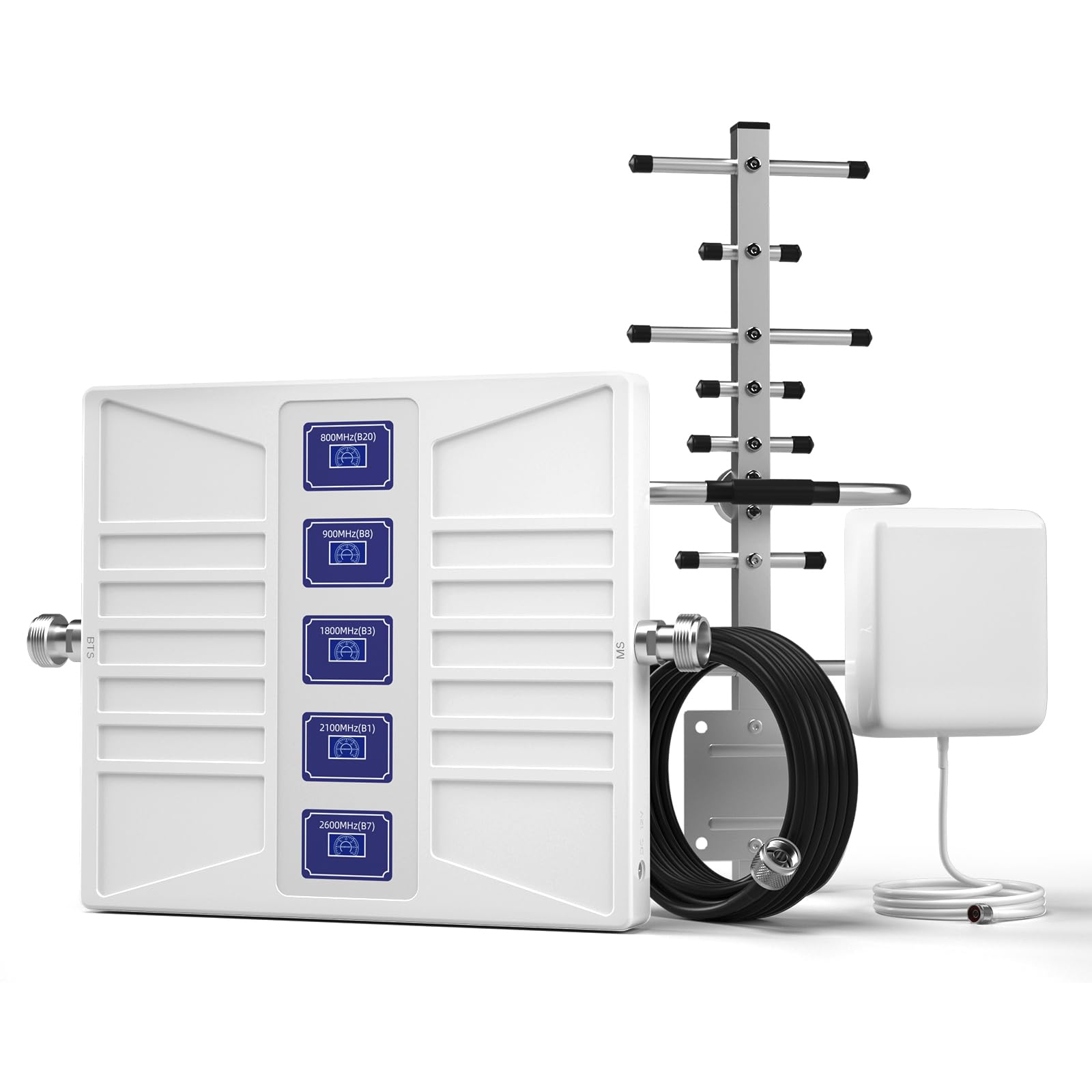 Amplificateur de Signal pour Téléphone Portable 4G LTE 3G 2G, Amplificateur 4G Compatible avec Les Fréquences 20/8/3/1/7 5 Bandes 800/900/1800/2100/2600MHz Compatible avec Free Orange SFR Bouygues