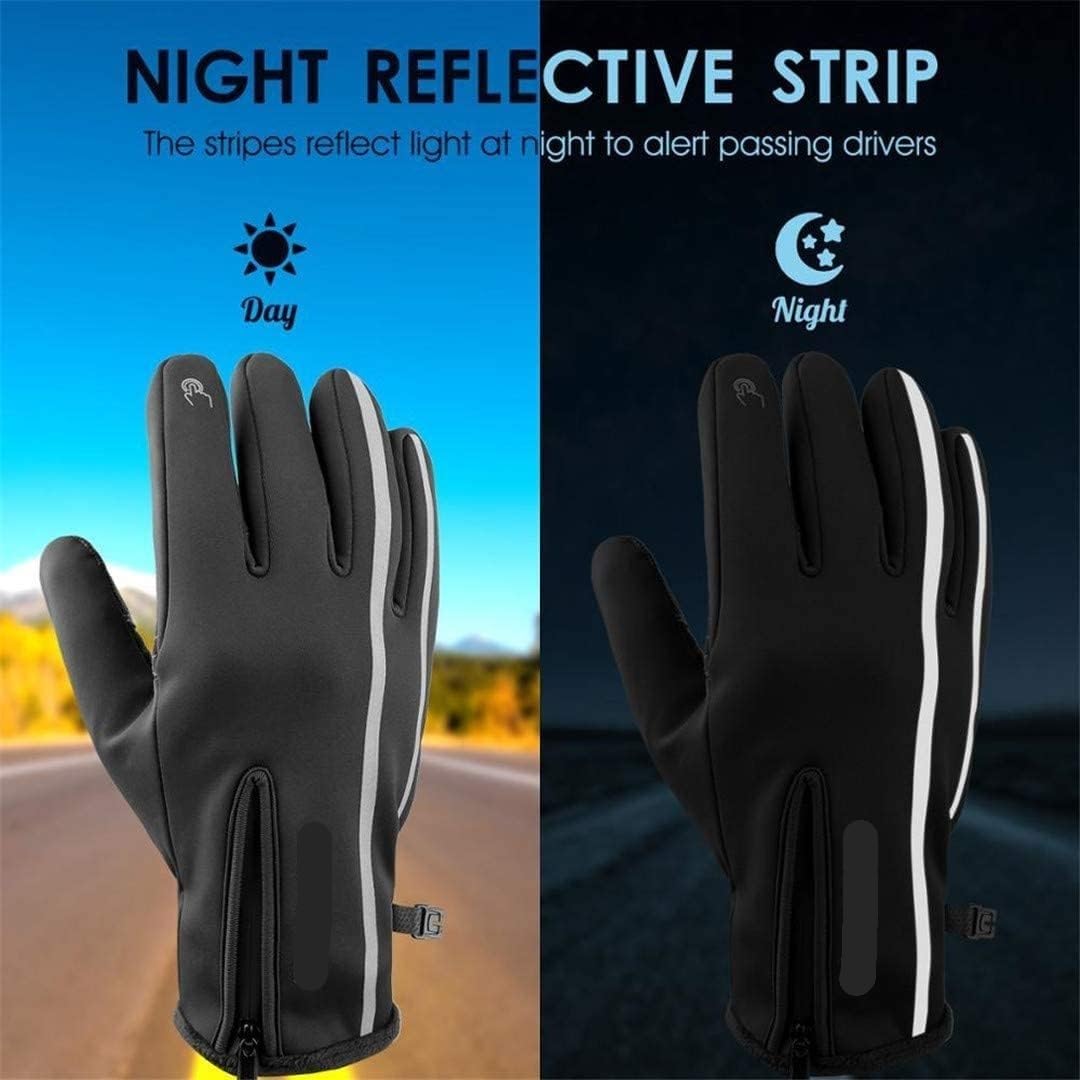 Gants de Cyclisme Gant Réfléchissant Sport Gants Polaire Thermique Écran Tactile Ski Extérieur Gant Velo (Color : Black, Size : XXL)
