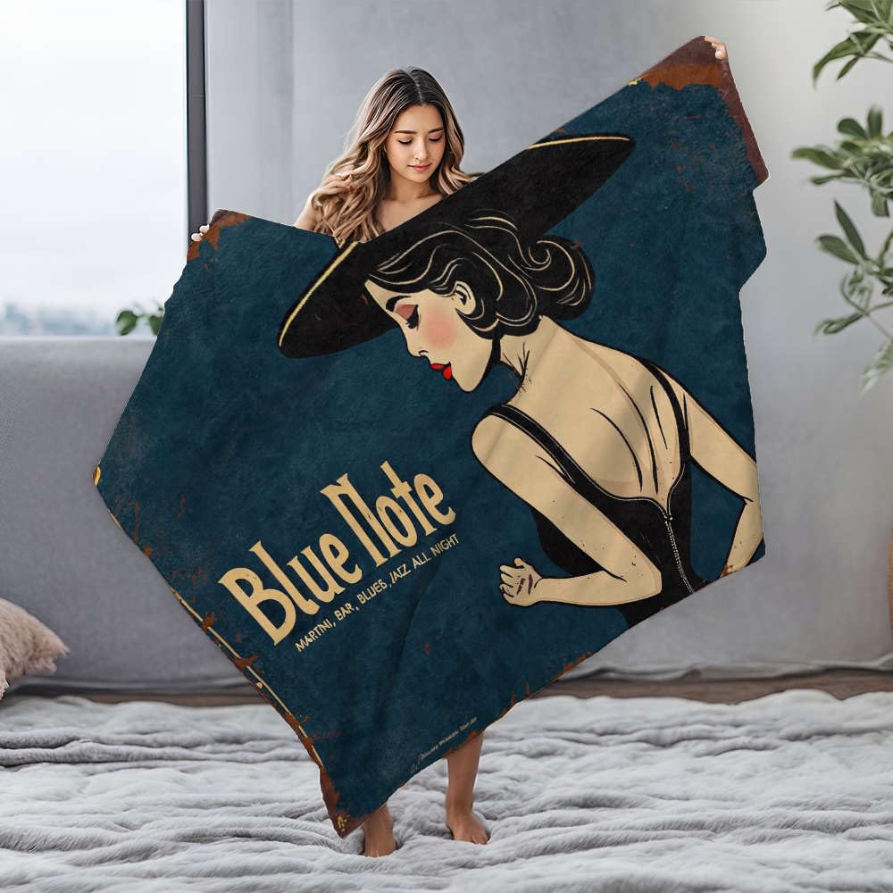 Couverture douce bleue en flanelle thermique lavable 150x200