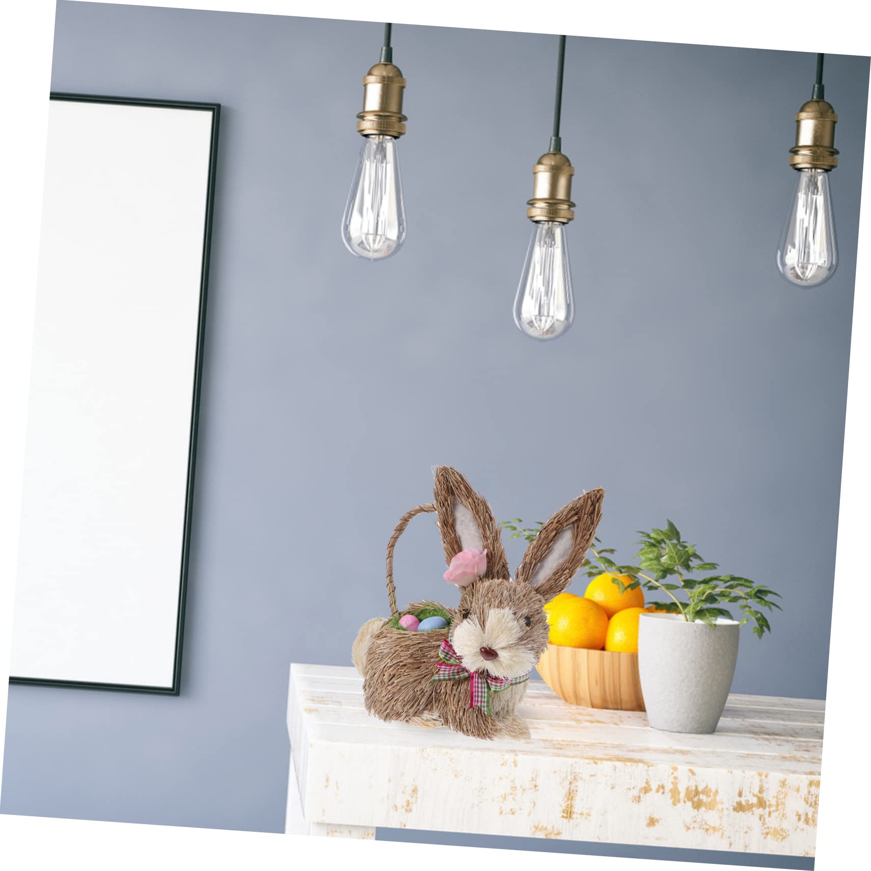 TOYANDONA 2 Pz Ornamento Di Coniglio Di Paglia Conigli in Miniatura Di Pasqua Giocattoli Per L'arricchimento Del Coniglio Paglia Naturale Intrecciata Artificiale Bambino Riempitivo Cannuccia