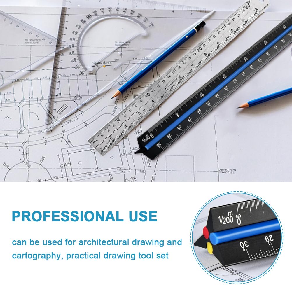 Righello Scala Architettonica In Alluminio - 30cm Con 6 Scale Metriche Per Architetti E Ingegneri - Foto 7