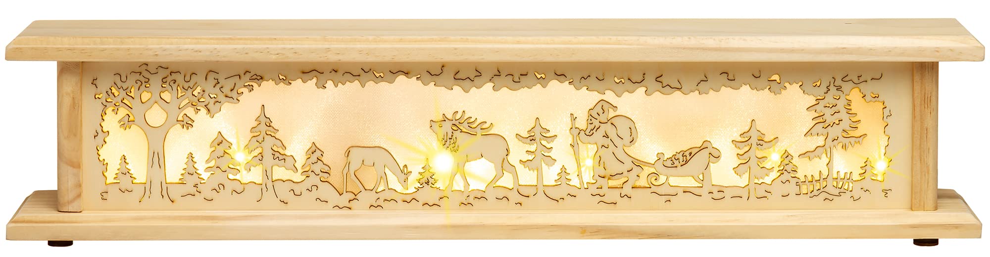 SIKORA LED Schwibbogenbank beleuchtete Holz Schwibbogen Erhöhung Lichterbogen Bank inklusive Netzteil 2 Motive 2 Längen B:8cm, Farbe | Modell:Länge 57 cm (B21)