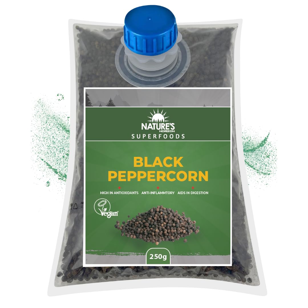 Whole Black Peppercorns PREMIUM (500g) | Delicious Flavour | Pure & Natural | Vegan | Gluten-Free by Nature's Horizon®