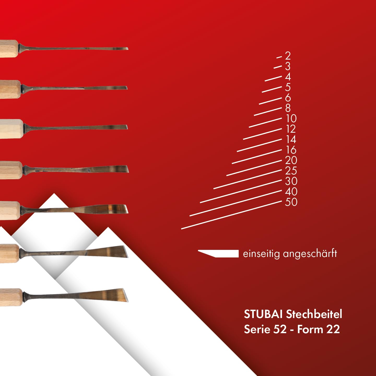 Stubai Sgorbia Per Scultori Con Manico Modello 12 - Larghezza 60 Mm - Utensile Professionale - 2