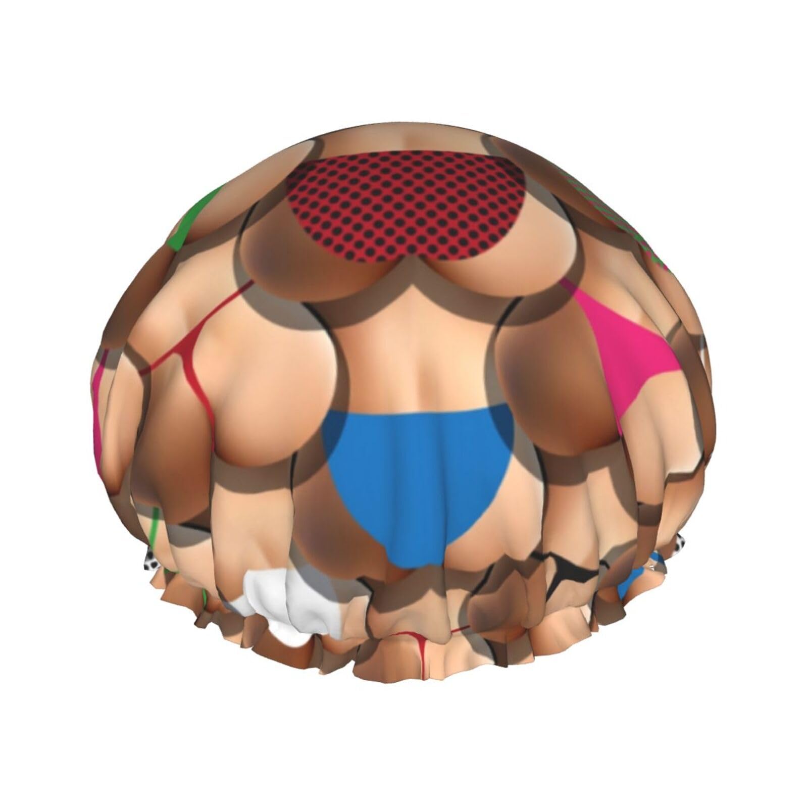 Bonnet de douche imperméable double couche pour femme protège les cheveux du motif fesses