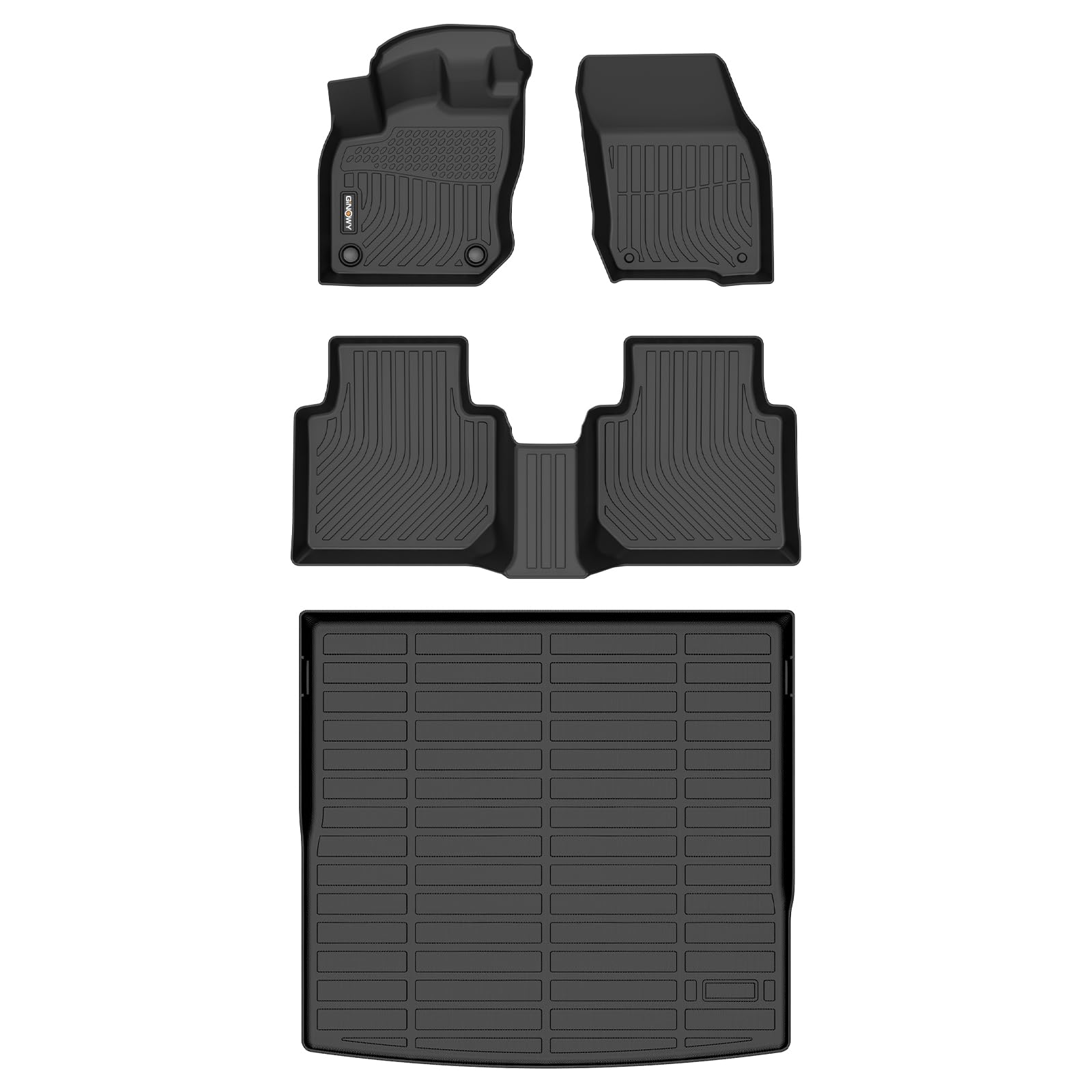 GINOWY-Floor Mats & Cargo Liner for Volkswagen Tiguan 2025 2026, TPE All Weather for VW Tiguan Floor Mats, Waterproof Non-Slip Trunk Mat Floor Liners Accessories Black