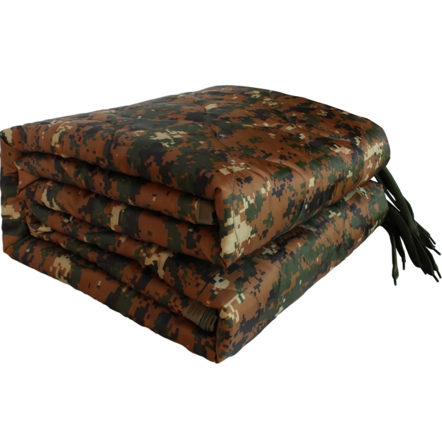 GHILEO Camo Poncho Liner No Zippers, Army Blanket, Sleeping Bag, with A Compression Carrying Bag, for Traveling, Hiking, Camping, Outdoor Survival, Car Blanket
