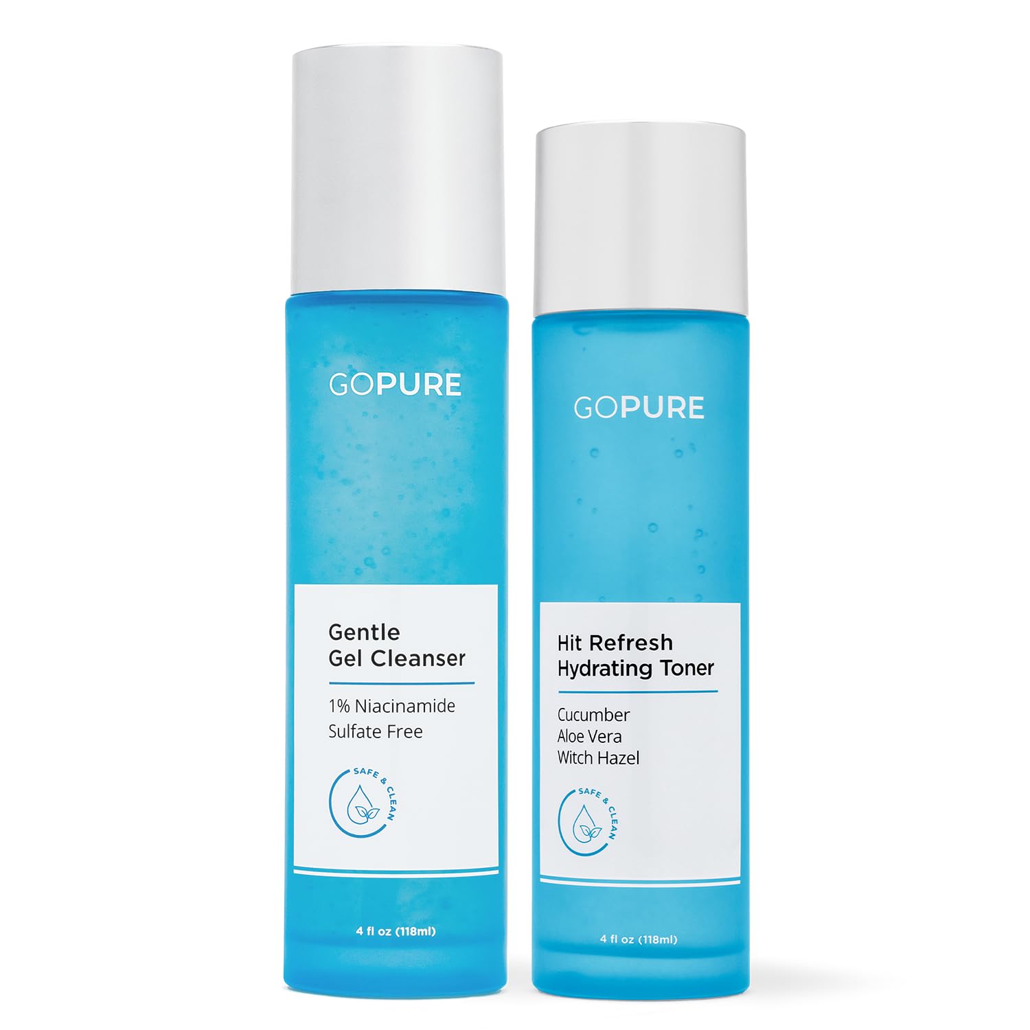 goPure Cleanse & Tone Set - Gentle Facial Cleanser and Hydrating Toner for Refreshed Looking Skin | 2 Piece Set for Daily Skincare Routine