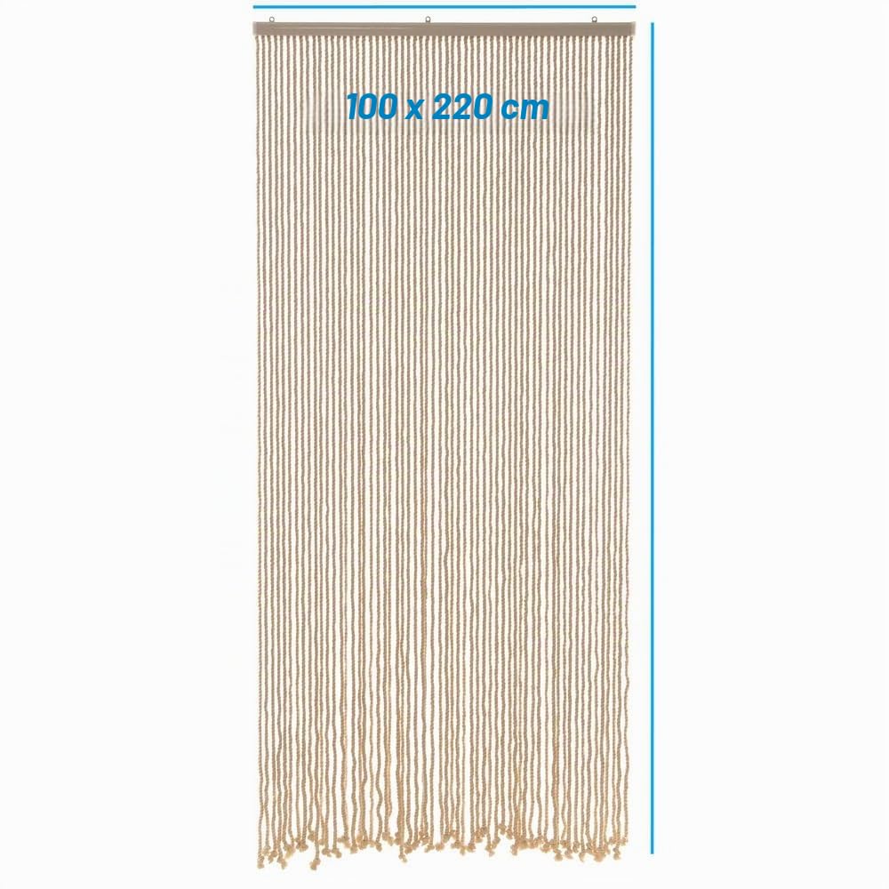HAB & GUT -DV0122- Cortina de puerta MARE con 60 cuerdas gruesas 100/220 cm cortina de cuerda Mosquitera beige balcón terraza Boho