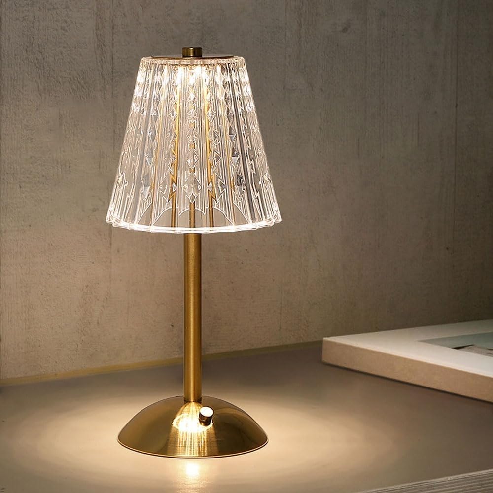 Lampada da tavolo ricaricabile USB paralume acrilico tre colori scrivania camera da letto comodino piccolo caffè hotel illuminazione ambientale