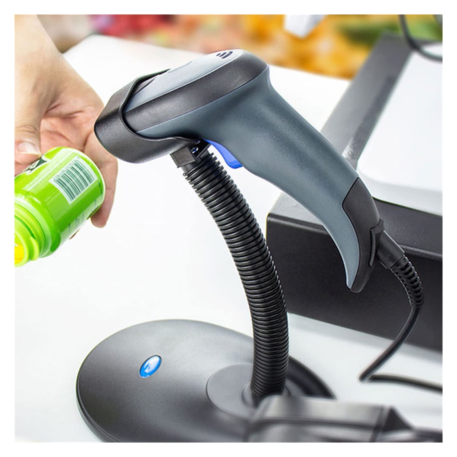 LNHHG Wired Barcode Scanner 2D 1D Codes Bar Code Reader For Mobile Payment Computer Screen COMS For POS PC Supermarket Bookstore Retail Mall(Scanner with stand)
