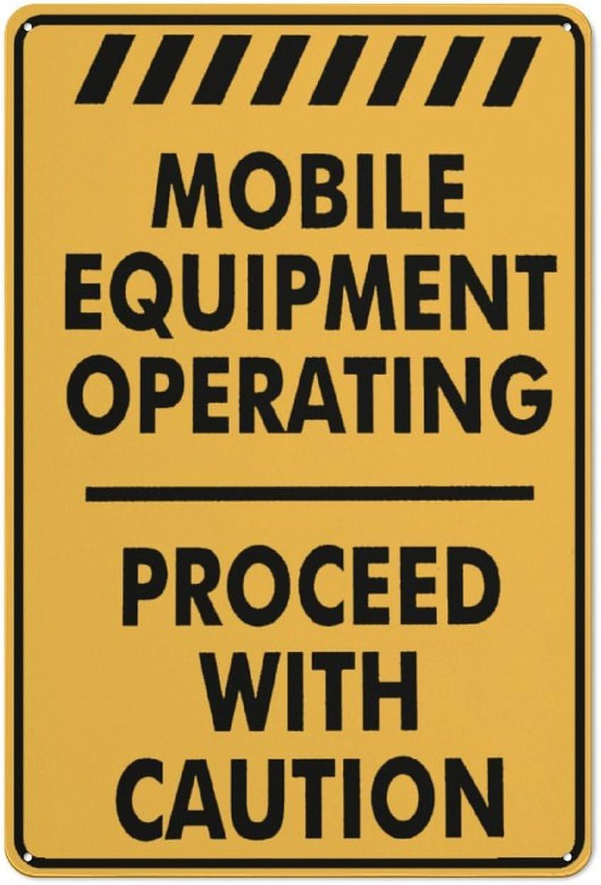 Mobile Equipment Operating Rust-Free Aluminum Warning Sign - Weather Resistant, Waterproof, Easy to Mount for Construction Site, Factory, Warehouse, Indoor/Outdoor 8x12 inch​