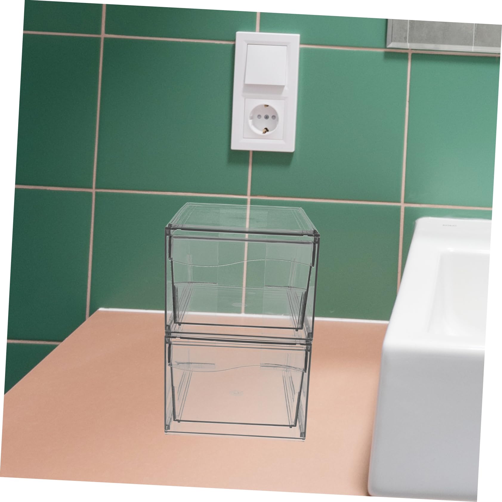 Caja de Almacenamiento de Cosméticos de Acrílico con 2 Cajones