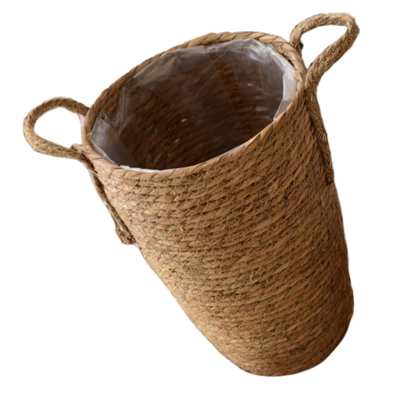 BESTonZON Cestino Intrecciato in Paglia Raffinato e Rustico, Vaso per Piante da Interno Resistente e Pratico per Balconi Coperti e Uffici