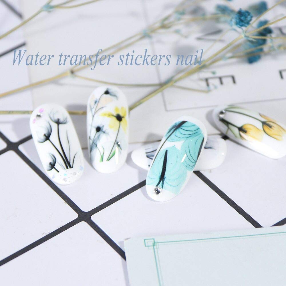 12 Design Fiore in Fiore Trasferimento d'Acqua Adesivo per Unghie Arte Slider Floreale Decalcomania Avvolgente Completa Filigrana sulle Punte delle Unghie
