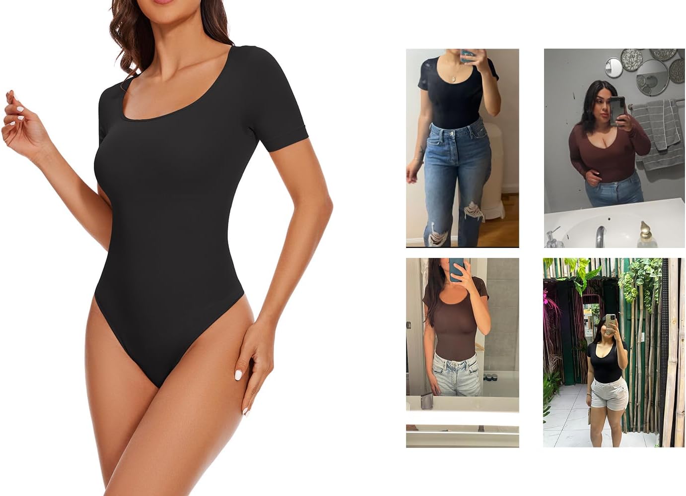 KSKshape Short Sleeve Bodysuit for Women Tummy Control Scoop Neck Shapewear Bodysuit Tshirt Top - Image 5