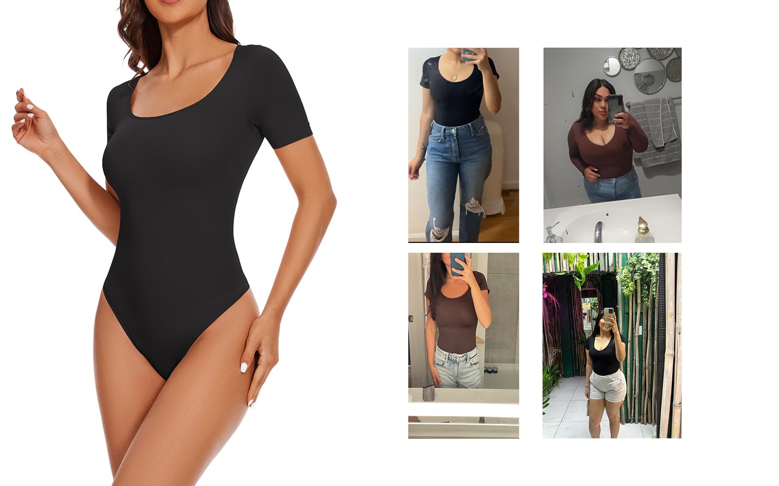 KSKshape Shapewear Damen Body Kurzarm Body Shaper Damen Bauchweg T-shirts Body Runde kragen Bodysuit