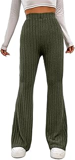 Pantalones de moda para mujer 2024, pantalones casuales para mujer, otoño e invierno, a la moda, color sólido, franja ancha, pantalones casuales de pierna ancha, leggings de conejo de talla grande