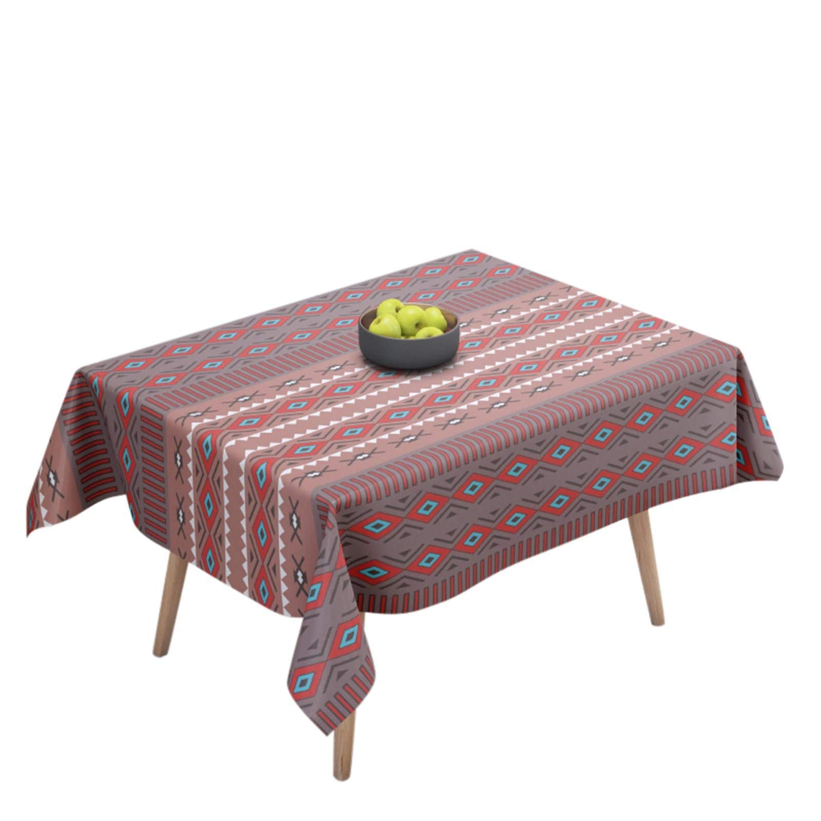 Nappe géométrie ethnique 140x140 pour vos repas en plein air et pique-niques