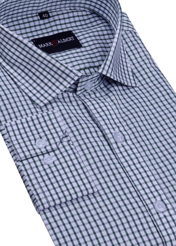 Image of MARK & ALBERT 100% Cotton Full Sleeves Regular Fit Formal Shirt for Men Blue