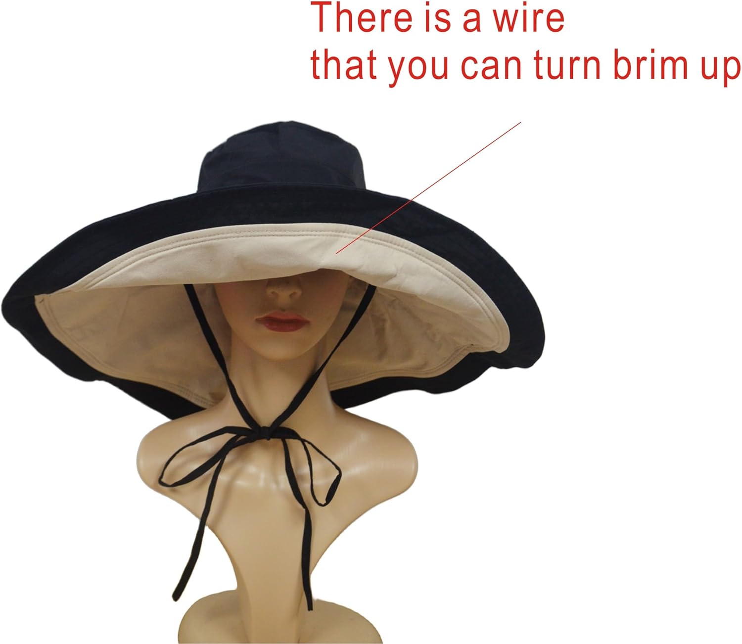 Packable Large Brim Sun Hat for Women - 6.7" Wide-Brim UV-Protection Women's-Sun-Beach-Hats with Strap - Image 6