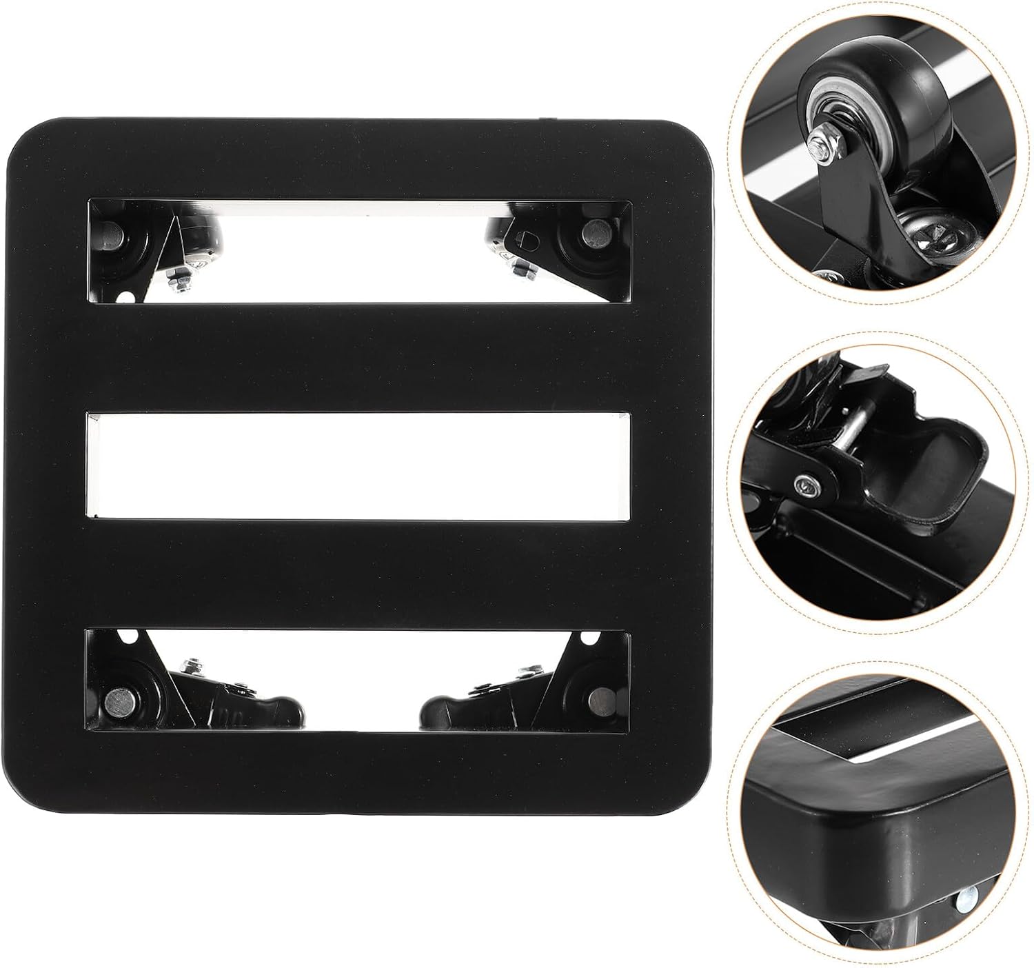 Ciieeo Thickened Rounded Corner Flowerpot Tray with Swivel Wheels 300mm X 300mm X 90mm Iron Plant Pot Caddy for Indoor Outdoor Garden Use, Anti-Collision Design, Rolling Plant Stand