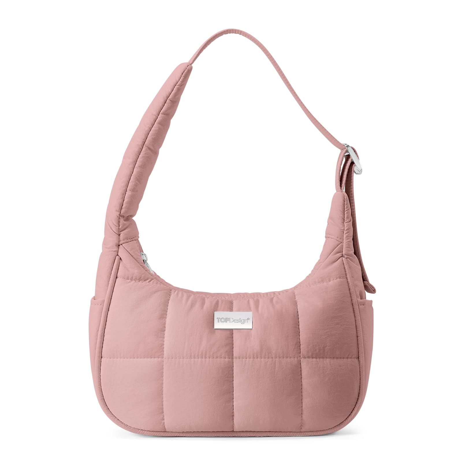 TOPDesign Puffer Shoulder Bag for Women Ultra Lightweight Hobo Tote Handbag Mini Clutch Purse with Zipper Adjustable Strap