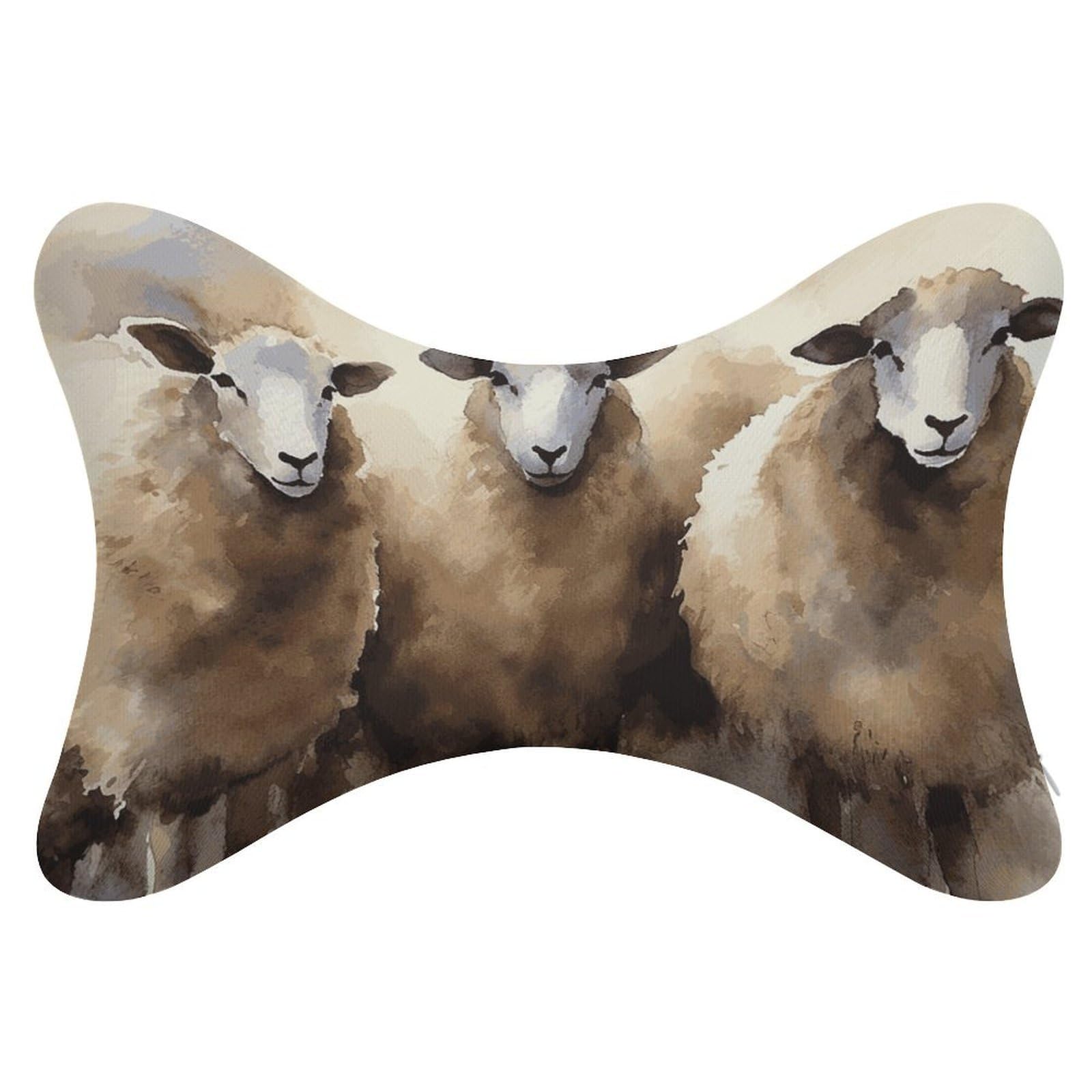 Adfgyerh Style Sheeps Watercolor Pillow ，Memory Foam Pillow Core，Cushion,Provide Neck Support，Car Pillows For Travel Car Seats And Home Offices.