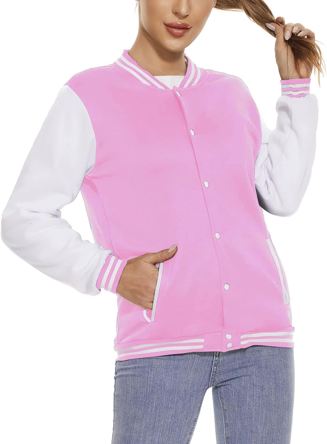 Yuji Itadori Women Varsity Jacket Baseball Lightweight Outwear Fleece Coat Button Down Clothes - Image 2