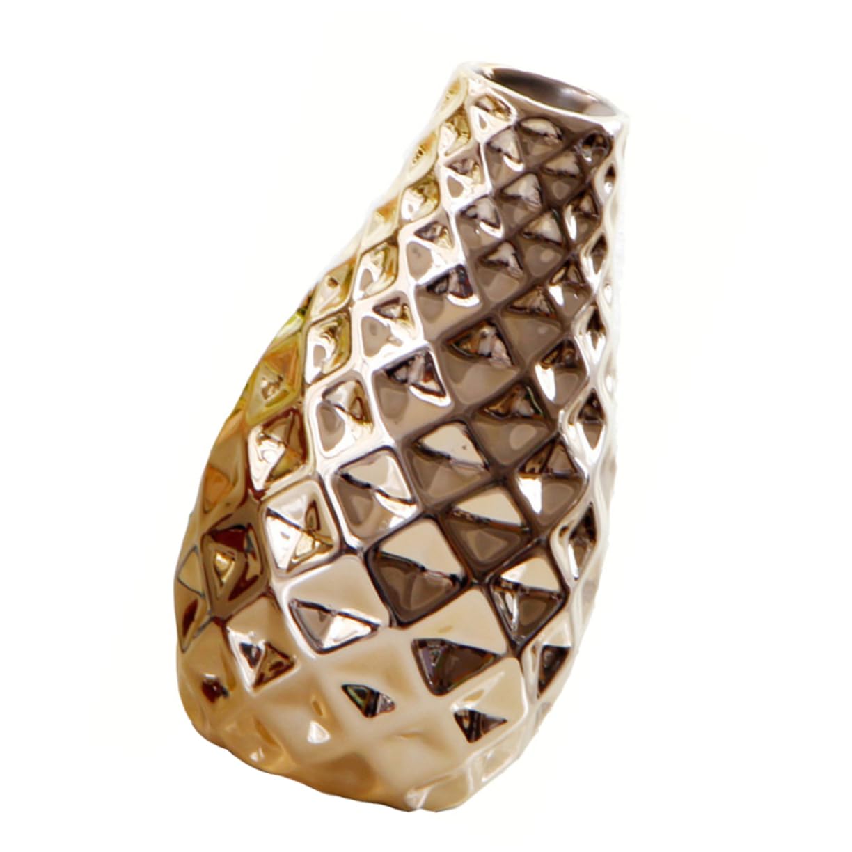 Macetero de Flores de Diseño Elegante 1 Pieza Jarrón de Cerámica Dorado Pequeño para Decoración de Escritorio