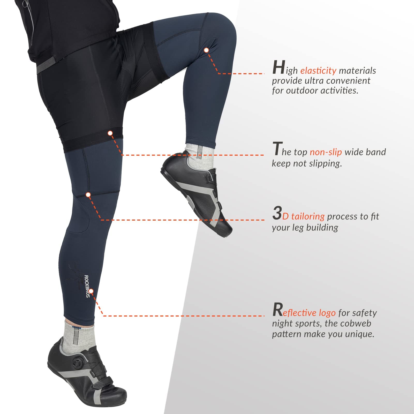 ROCKBROS Manchettes/Jambières Thermiques Hiver Élastique Couvre de Bras/Jambes Coupe Vent pour Course Cyclisme Basketball Randonné Pêche Basketball Golf Homme Femme Noir Vert/Bleu S-3XL (1 Paire)