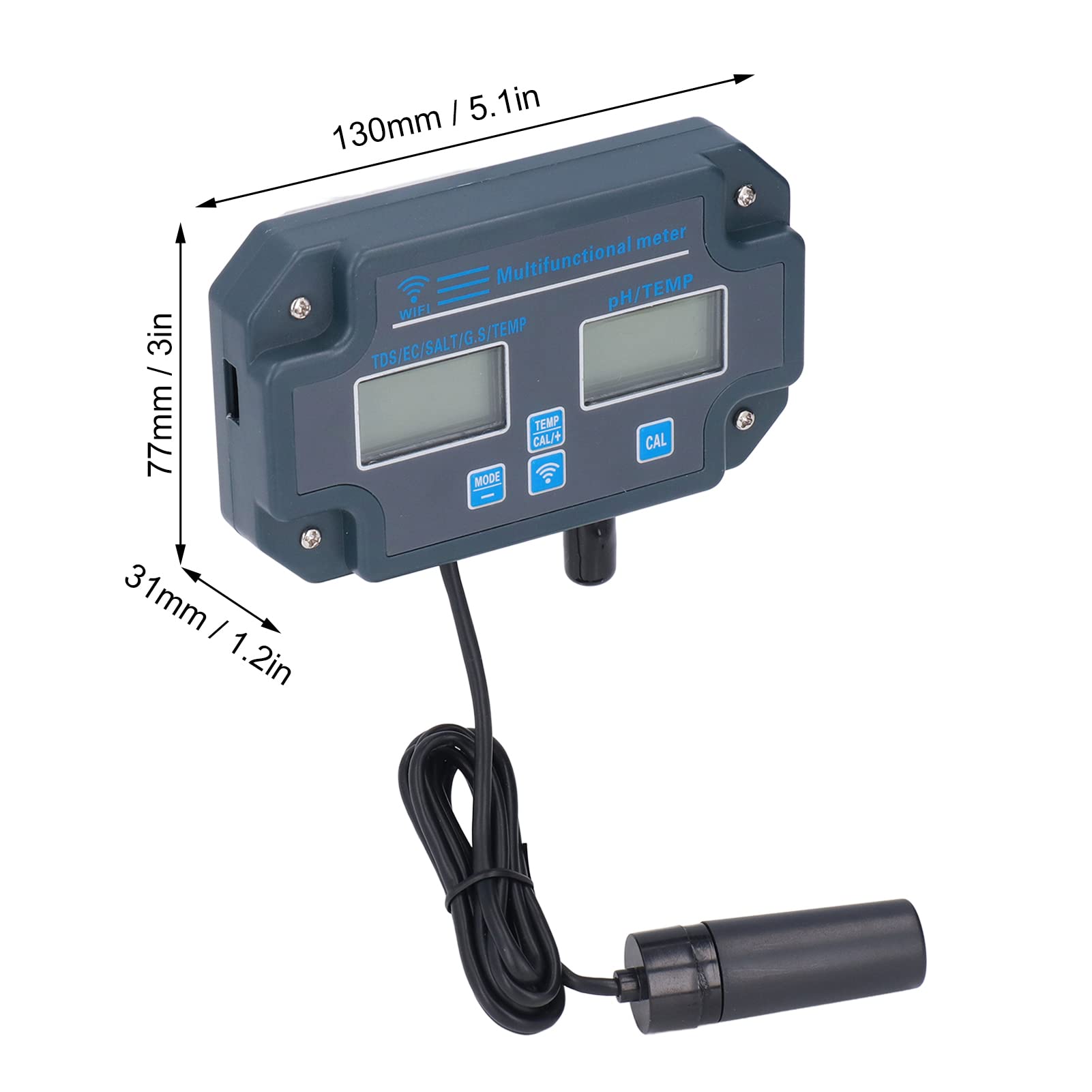 Alvinlite Misuratore di qualità dell'Acqua, Tester di qualità dell'Acqua multiparametro App Telecomando PH EC TDS Sale Misuratore di Temperatura G.S(EU 230V)