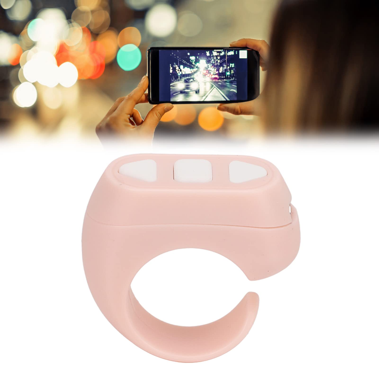 Bluetooth Page Turner Ring pour Kindle APP, Compatible iOS Android (Rose)