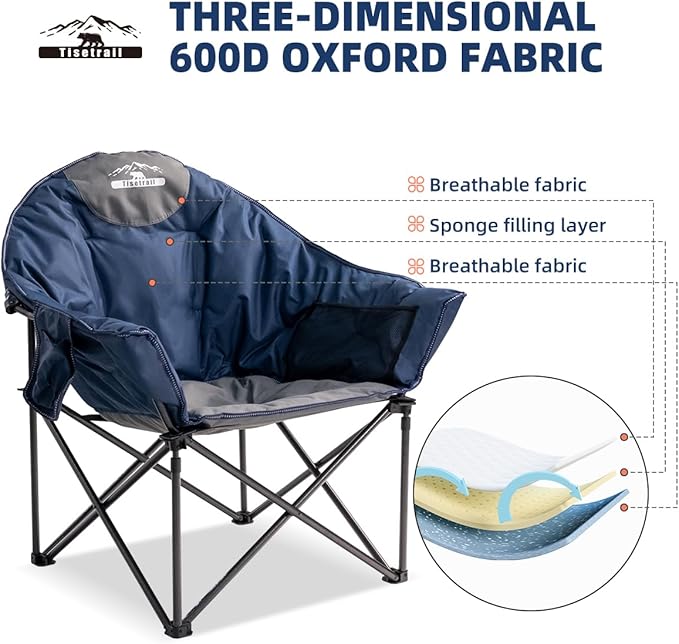 Sillón Plegable Redondo de Descanso con Portavasos y Bolsa, miniatura 5