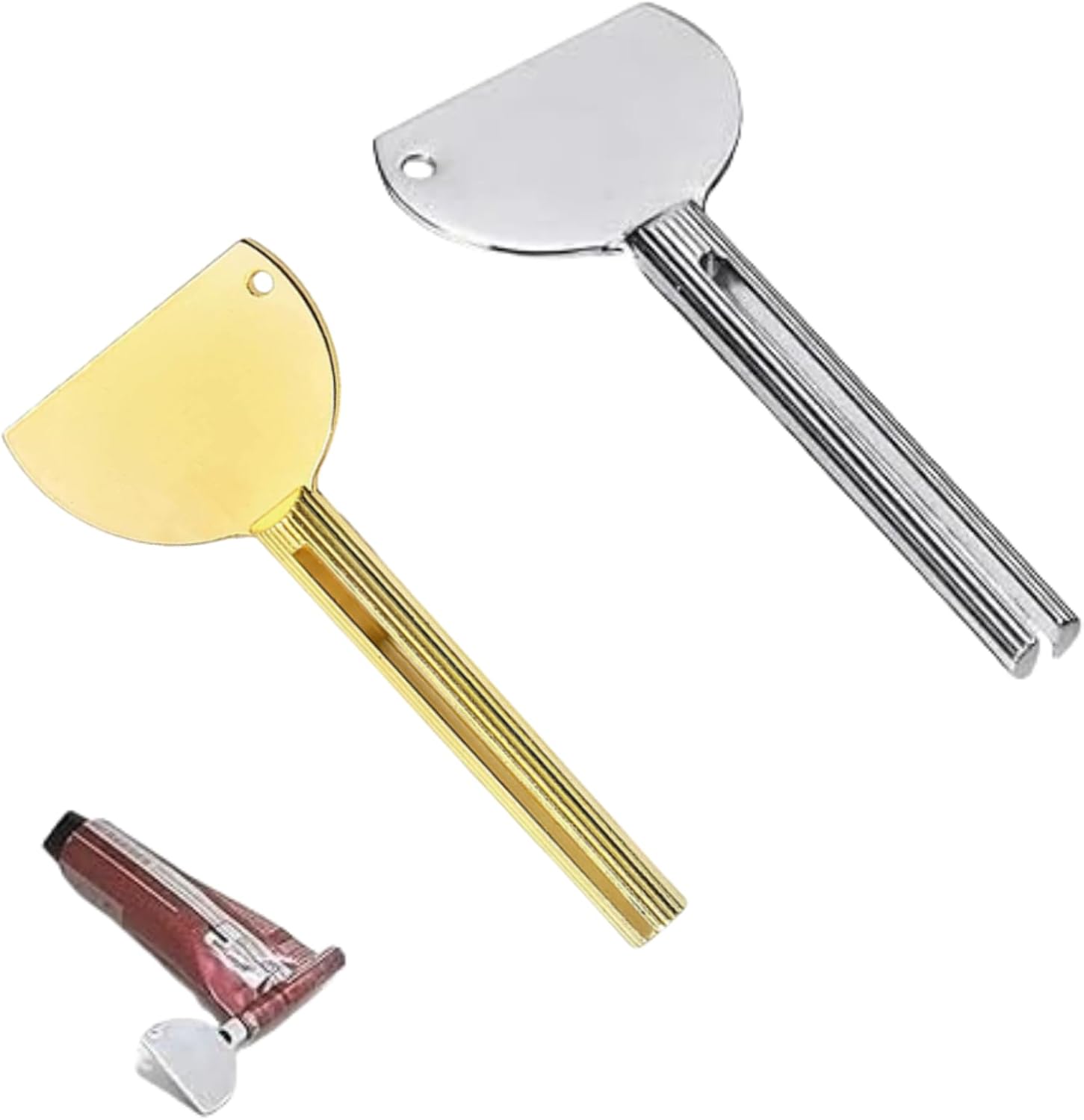 2Pcs Toothpaste Squeezer,Metal Tube Squeezer Key Stainless Steel Dispenser Roller Tube Presser Roller Tubes Wringer Key Bathroom and Kitchen Gadgets for Various Tubes Ointment Product (2Pcs Silver) image 4