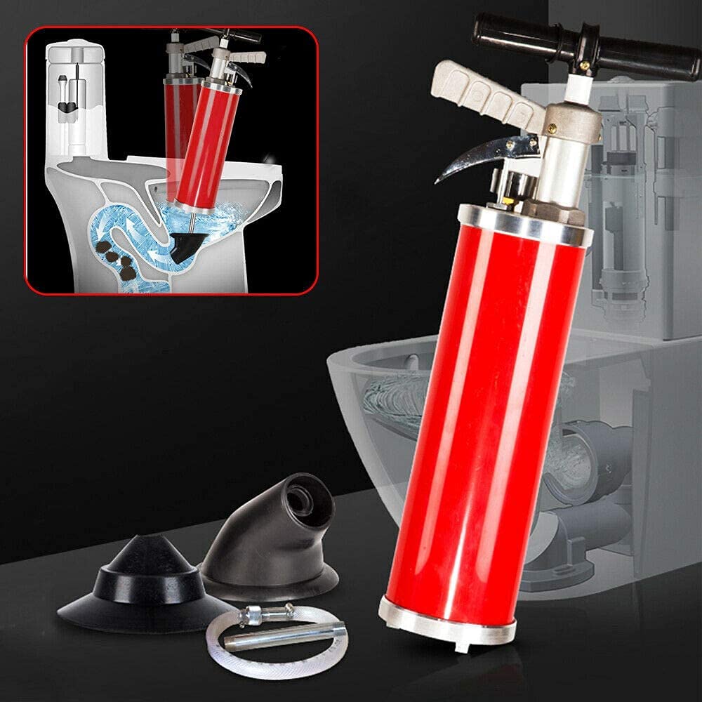 Juego de bombas de limpieza de alta presión, limpiador de drenaje de aire con manguera, tapón de sellado, herramienta de limpieza de desagües, desagüe para eliminar tuberías de limpieza,
