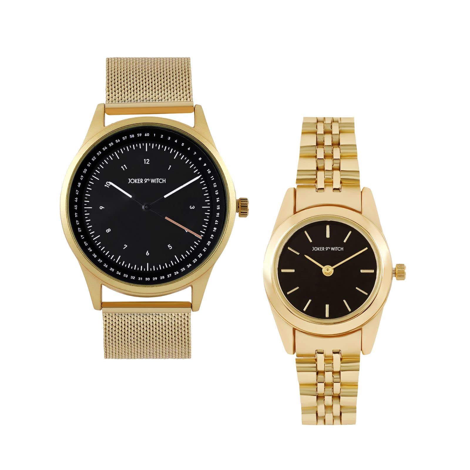 Joker & Witch Analog Black Dial Gold Band Couple Stainless Steel Watches (B0BVB5PR2G) Amazon Price History, Amazon Price Tracker