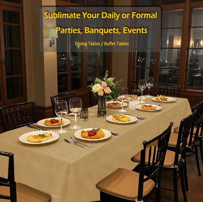 Miniatura 4 de 6 manteles desechables para fiestas, mantel de papel kraft de 54 x 108 pulgadas, rectangular, impermeable, 3 capas de papel y plástico, para