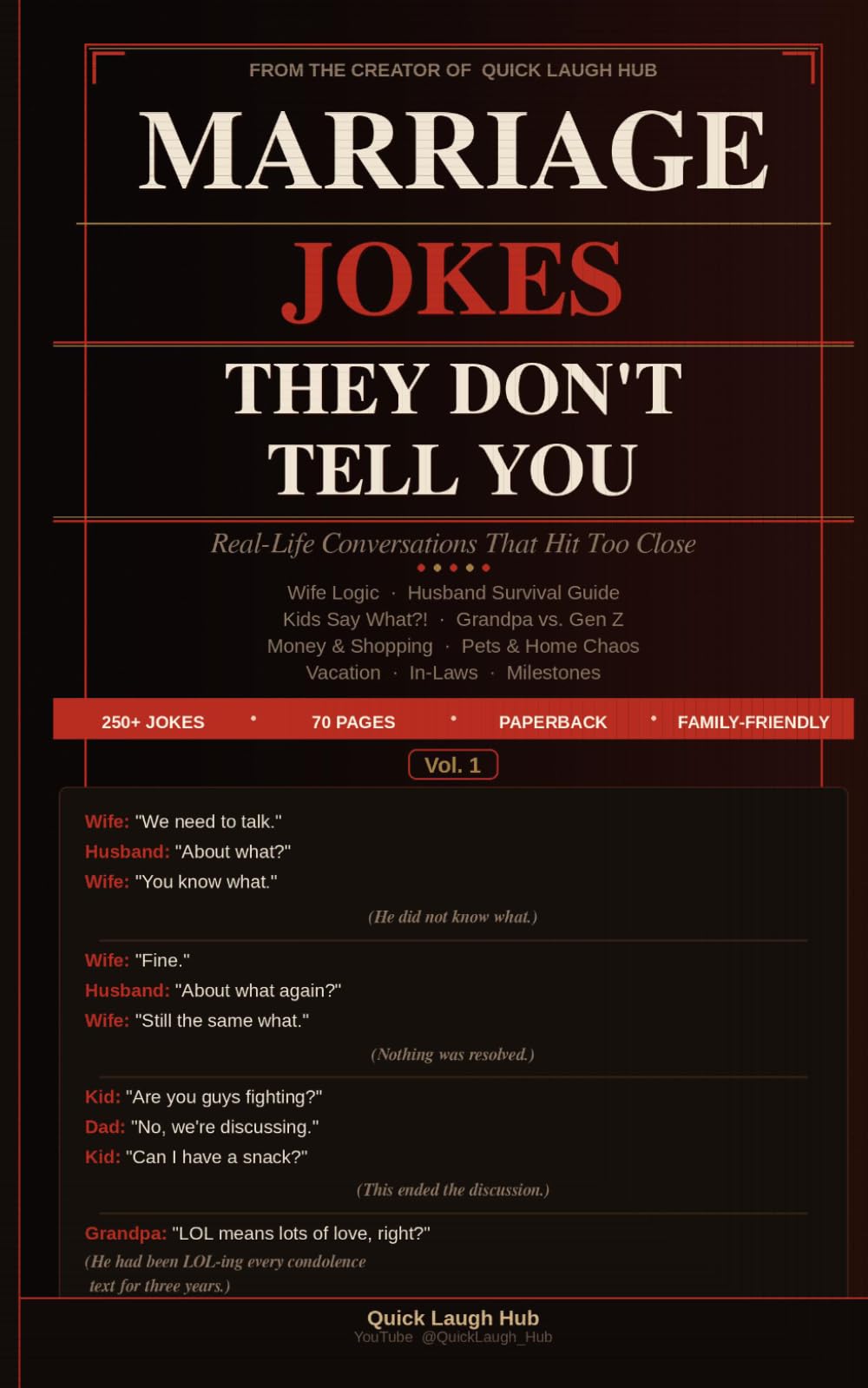 Marriage Jokes They Don't Tell You: Real-Life Conversations About Husbands, Wives, Kids & Family That Hit Too Close (Quick Laugh Hub · Vol. 1)