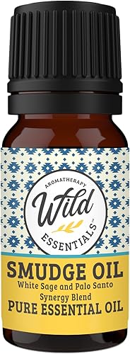 Wild Essentials Smudge Blend - Aceite esencial de salvia blanca 100 % pura y palo santo, 0.3 fl oz, grado premium, fabricado y embotellado en los